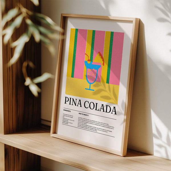 Wall art for kitchen showing a fun Piña Colada with creamy tropical ingredients.