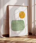 Simple Minimalist Wall Art featuring green, yellow, and white for bedroom decor