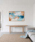 Abstract Cloud Print with Orange and Gold in poster for minimalist living room