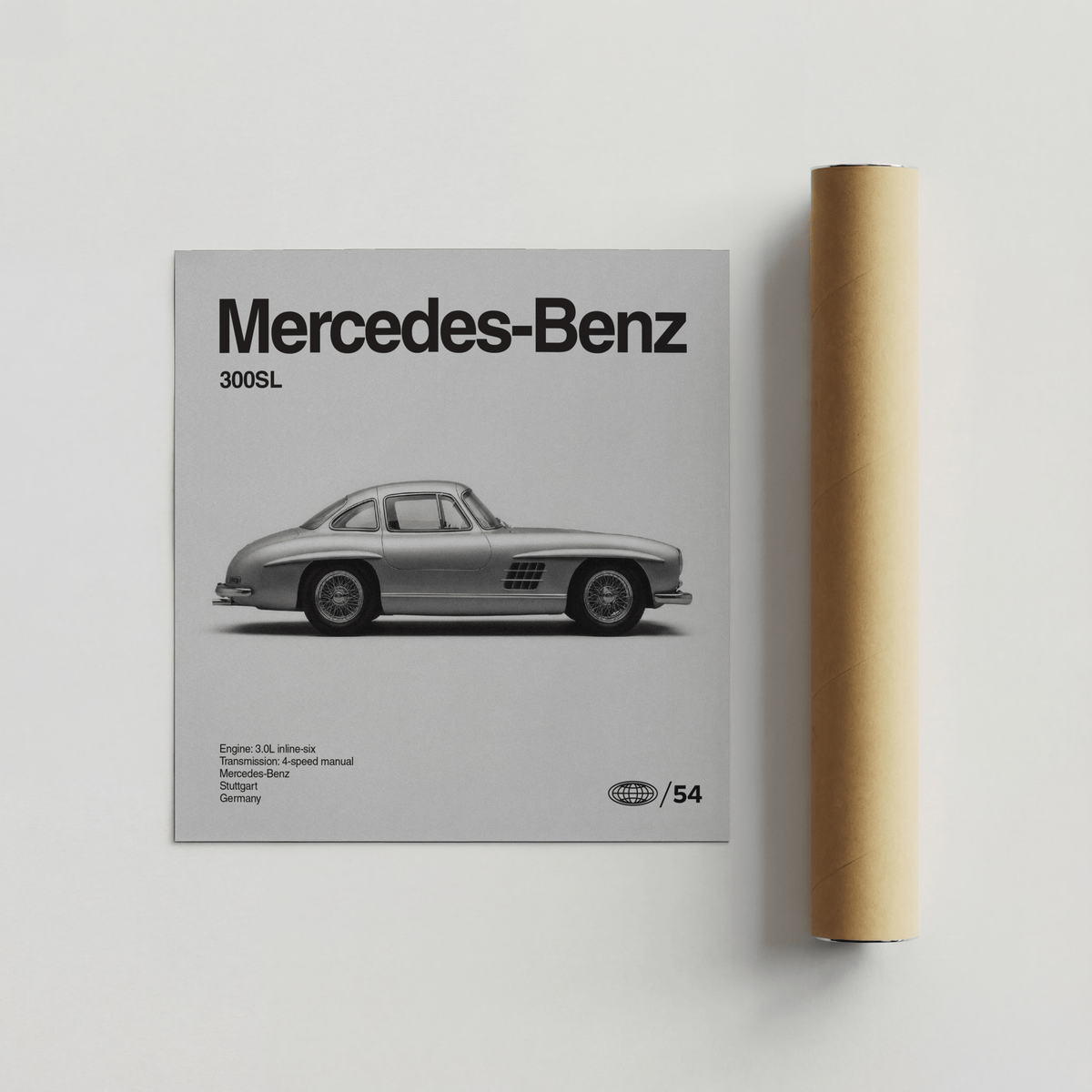Classic Car Wall Art with Gray and White tones for lounge poster