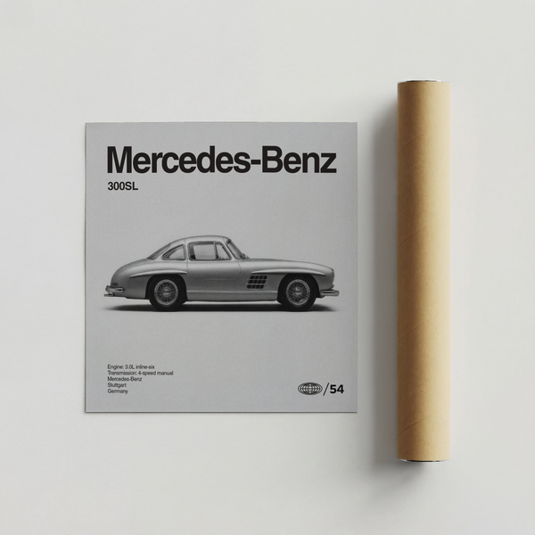 Classic Car Wall Art with Gray and White tones for lounge poster