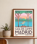 Panoramic Madrid Wall Art print with domed buildings, towers, and reflective water