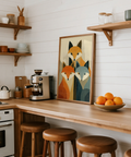 Stylized animal poster print featuring three fox portraits with clean outlines and grain texture