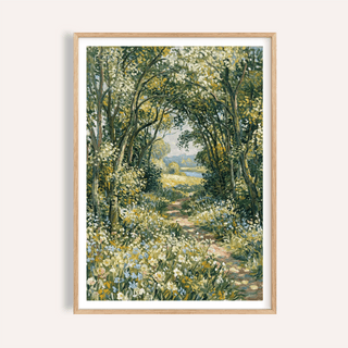Impressionist Art Print with green, blue, and yellow for a living room wall art