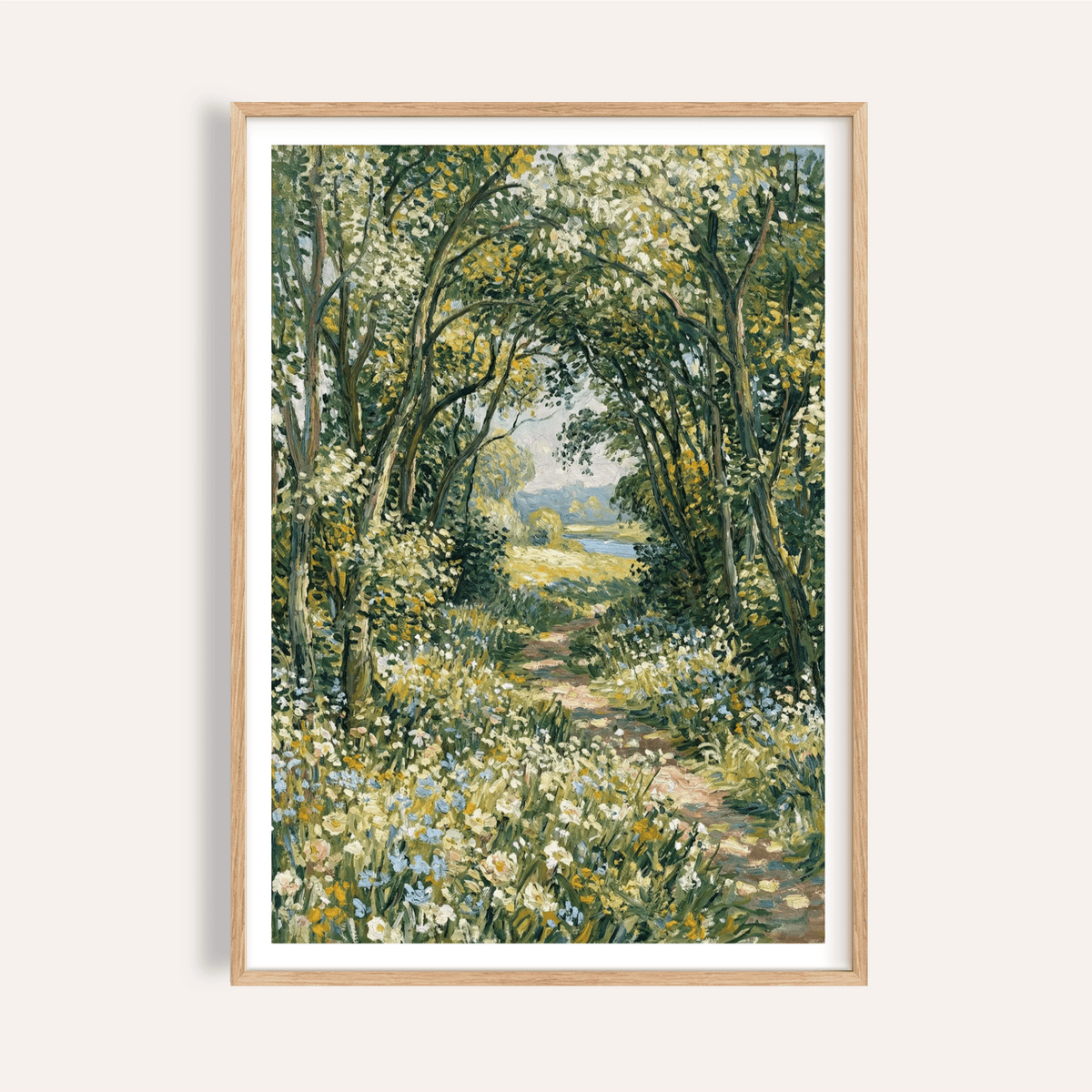 Impressionist Art Print with green, blue, and yellow for a living room wall art