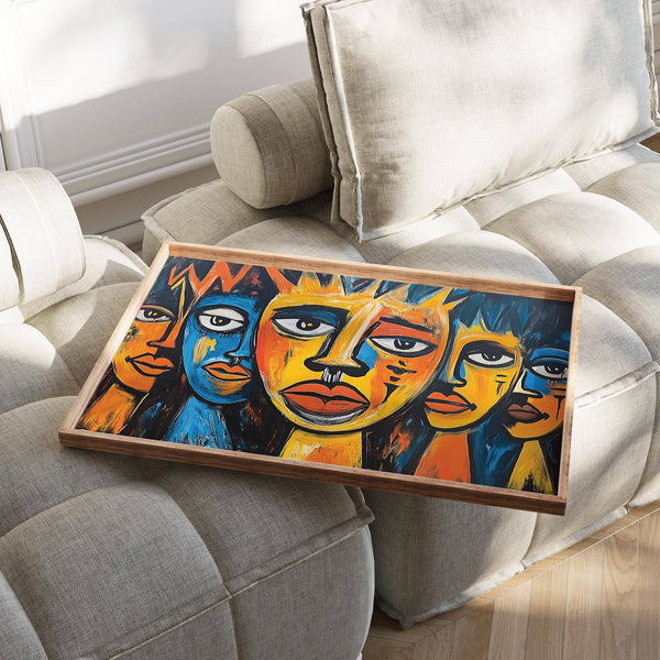 Dynamic tribal portrait used in African wall art for living room