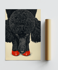 Poodle Wall Art print to accent office decor with red shoe detail