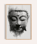 Zen Home Decor Buddha wall art print in gray, black, white for living room