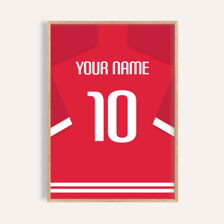 Front-facing Liverpool Football Shirt Poster with custom name and number 10 print