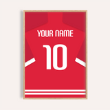 Custom Football Shirt – Red with White Number — wooden-frame main image