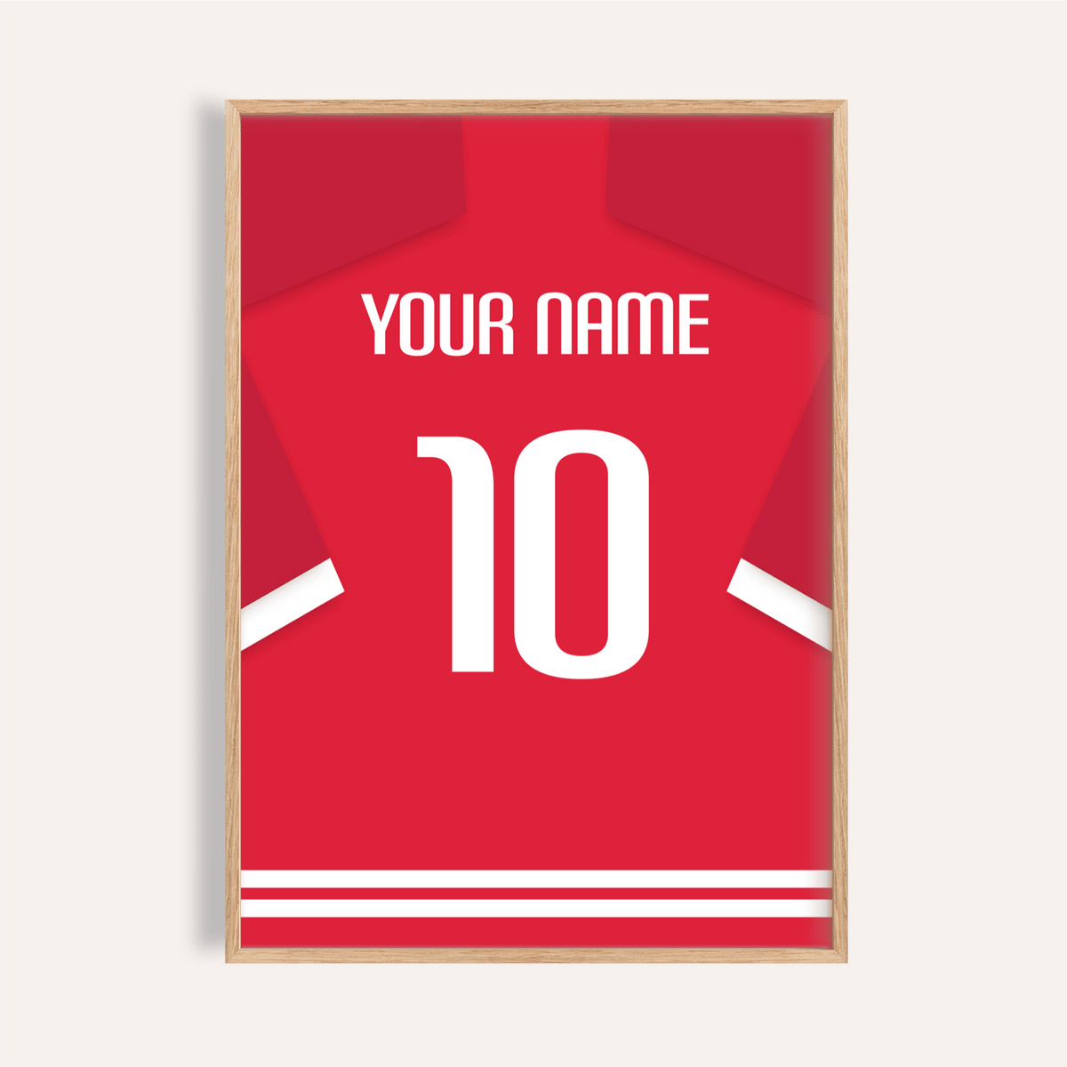 Football Shirt Poster in Red with White Number