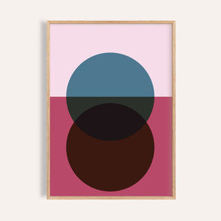 Geometric purple wall art with abstract sunrise and sunset for living room