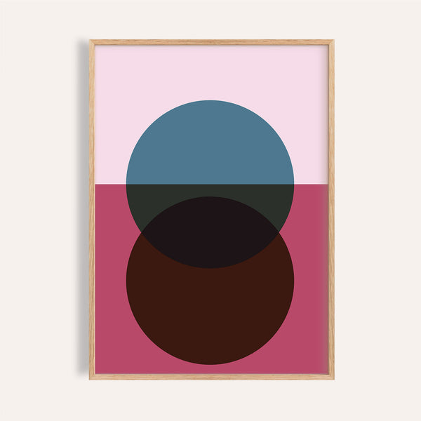 Geometric purple wall art with abstract sunrise and sunset for living room