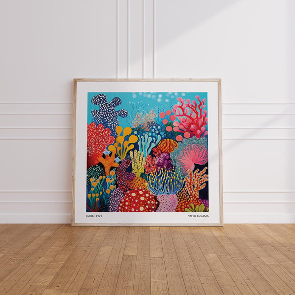 Abstract reef illustration in an under sea poster, perfect for coastal-inspired spaces.