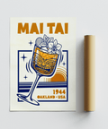 Mai Tai Wall Art featuring Orange, Blue colors for lounge poster