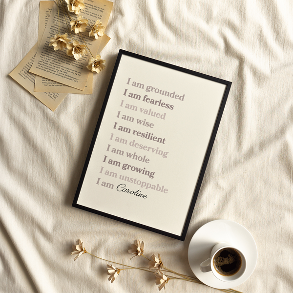 Custom Quote Poster featuring Beige, Brown, Black for living room poster