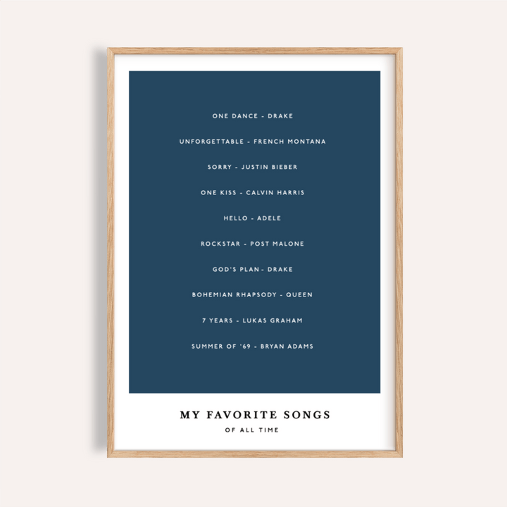 Custom Song Wall Art in blue and white, bedroom decor, art print