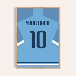 Front-facing Uruguay Football Shirt Poster with shirt back graphic and number 10 print