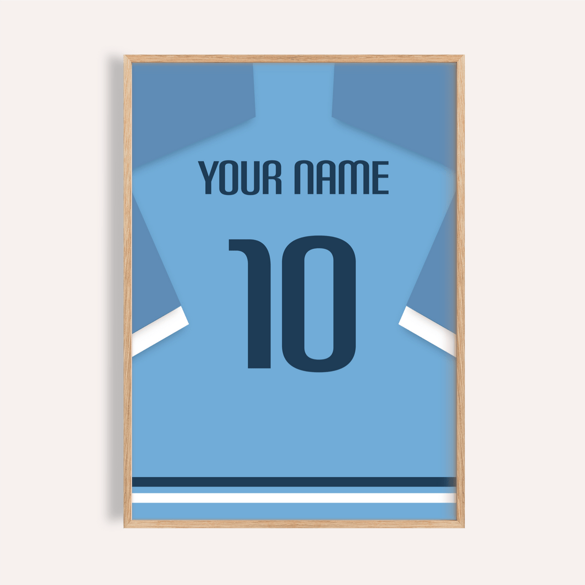 Front-facing Uruguay Football Shirt Poster with shirt back graphic and number 10 print