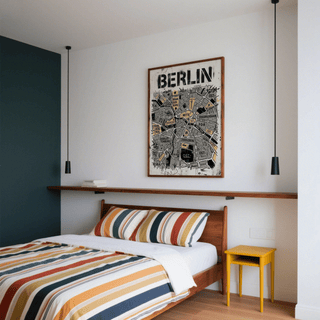 Graphic Berlin City Map Wall Art print with Mitte and Kreuzberg labels