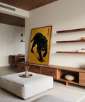 Panther Art Print decor for modern office with yellow and black colors