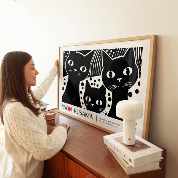 Modern black cat wall art for minimalist and contemporary decor