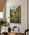 Classic sports wall art print of a golfer teeing off with sweeping fairway contours