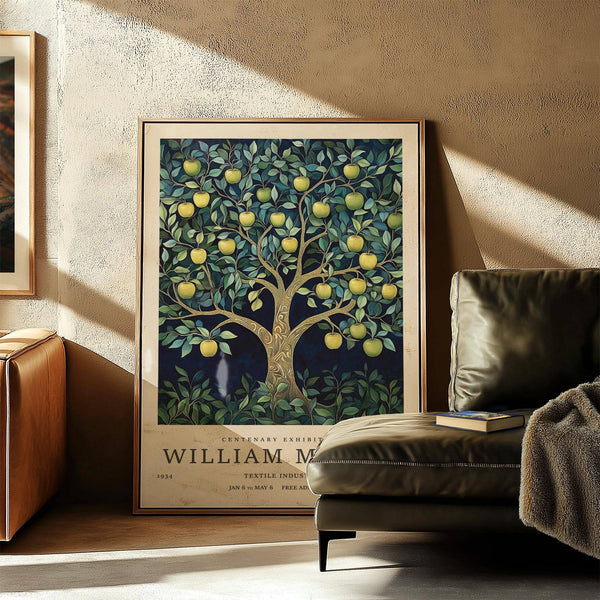 Golden-barked apple tree in tree art print for rustic kitchen decor