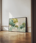 Calming Green Abstract Art print in Green and Beige for bedroom walls