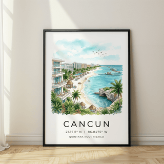 Panoramic seaside scene showing rocky outcrop and wooden pier over turquoise water
