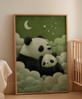 Panda Nursery Wall Art, animal theme, Black, White, kid’s bedroom decor