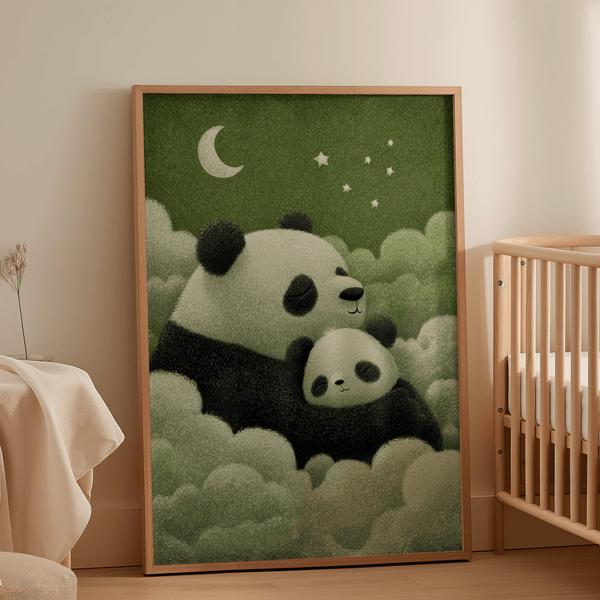 Panda Nursery Wall Art, animal theme, Black, White, kid’s bedroom decor