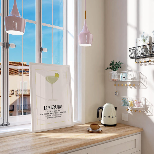 Fresh kitchen wall art featuring a daiquiri in a coupe glass.