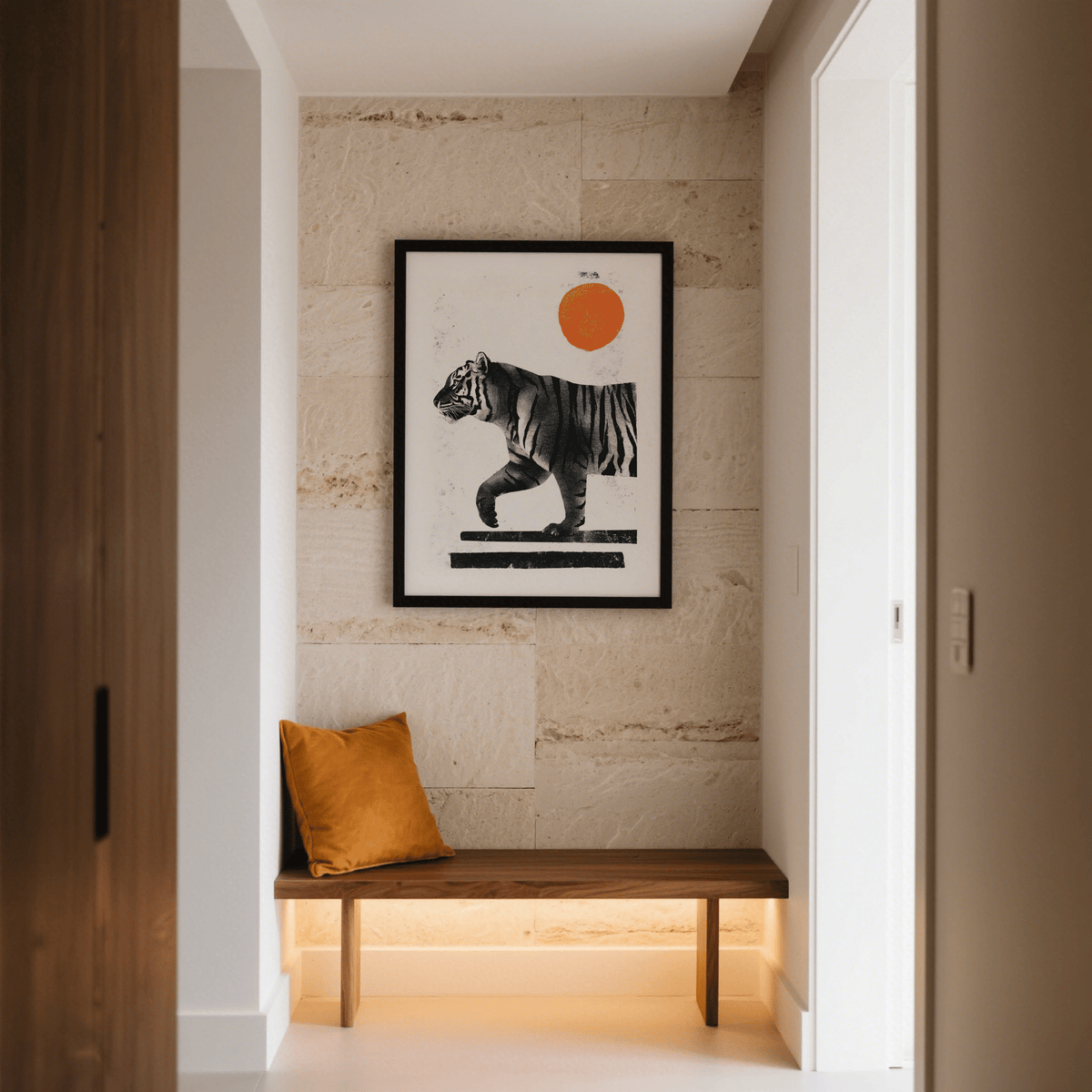 Detailed stripes on Indian Tiger Art Print poster with grainy ink finish