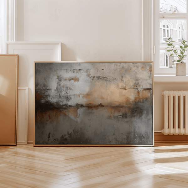 Serene Abstract Gray Art Print, gray and brown in dining room wall art