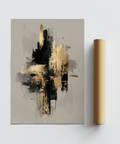 Gold Wabi Sabi Print poster using gold, black, beige for office wall art