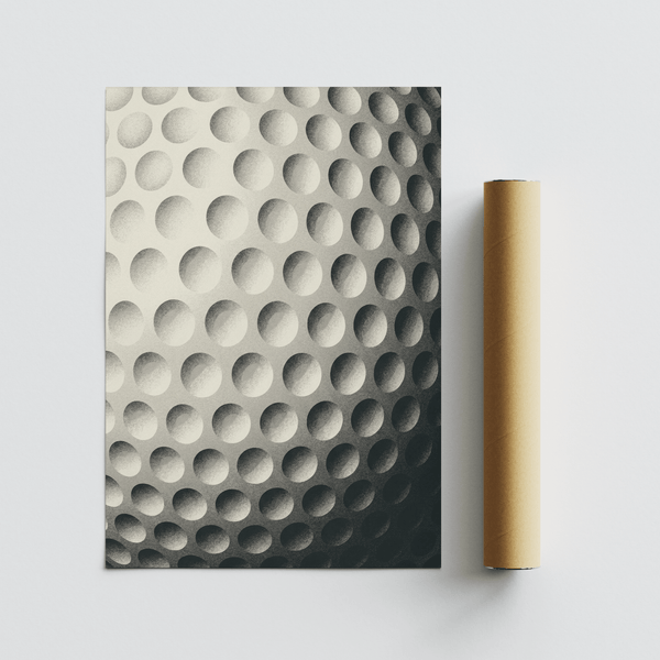 Textured Golf Ball Art Print showing close-up circular dimples across the frame