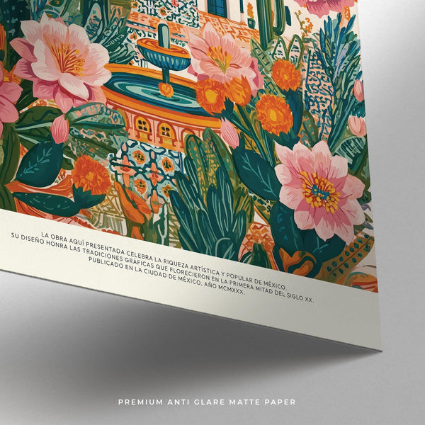 Colorful cactus print inspired by Mexican culture and folk traditions.