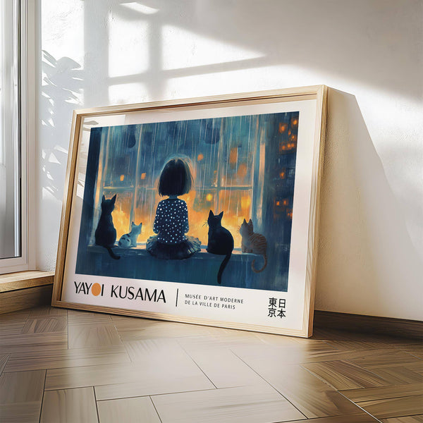 cosy cat wall decor with a serene evening setting