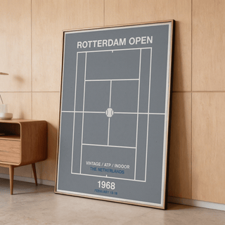 Rotterdam Open Poster featuring bold uppercase title and court diagram