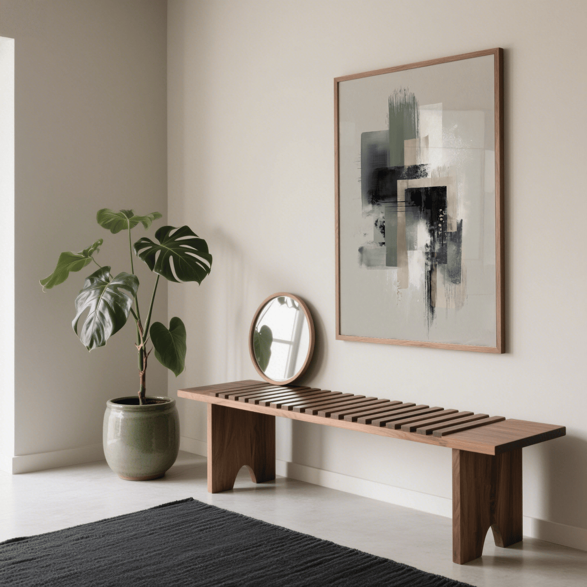 Modern Abstract Poster with gray and beige shades for hallway art print