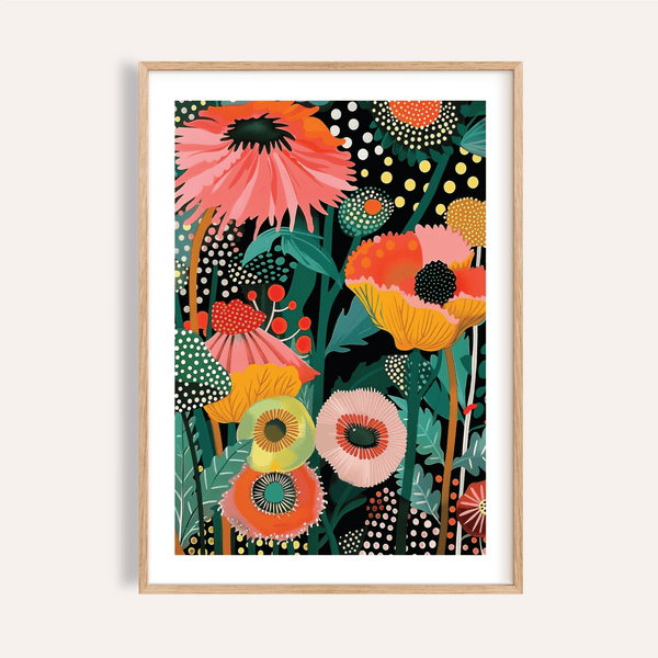 Tropical Wall Picture print with Multicolored, Green, Orange, and Yellow for living room