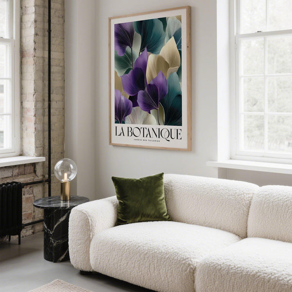 Abstract leaf art prints with fine line botanical textures