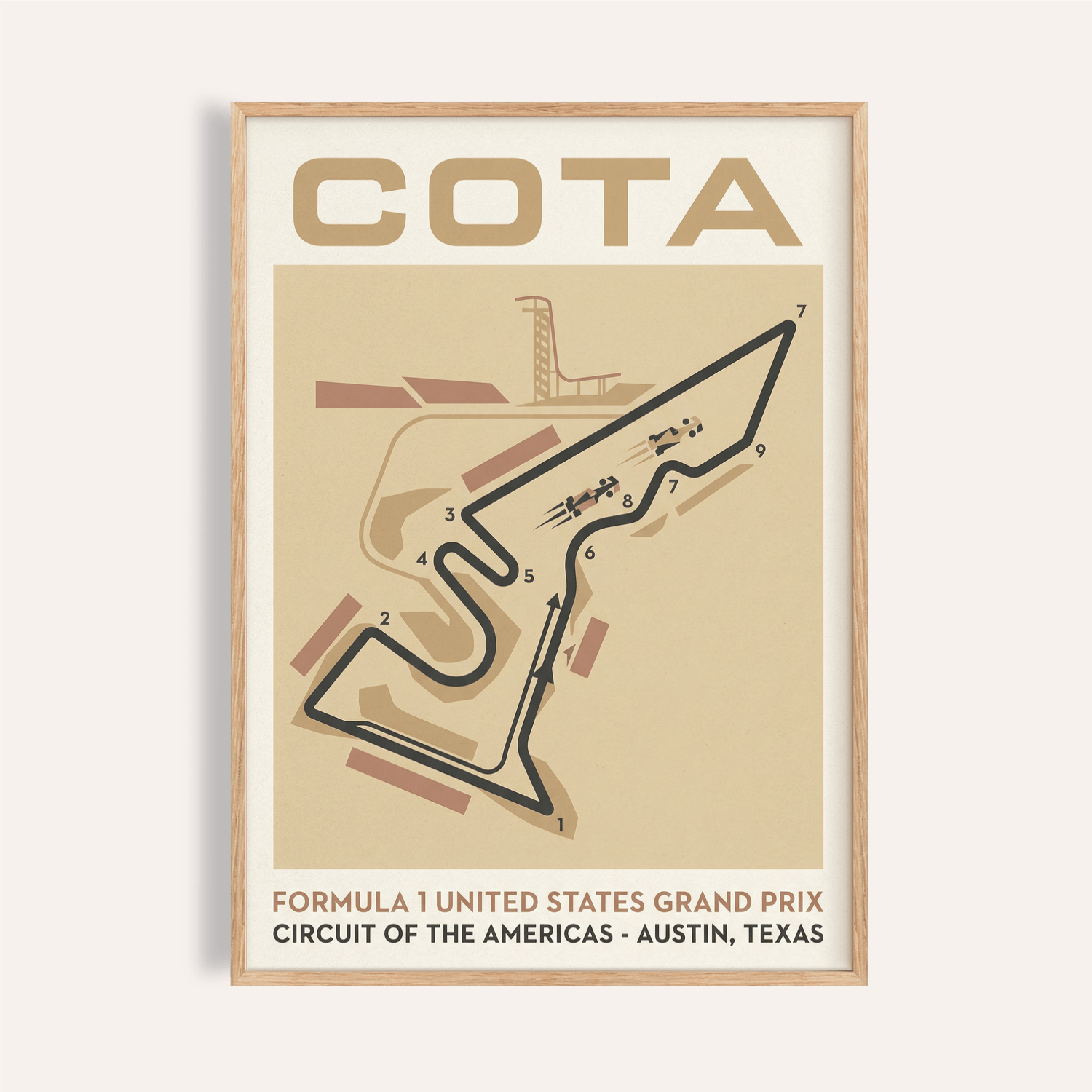 Arte de Pared Cota Fórmula 1 | Póster del Mapa de la Pista