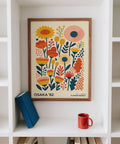 Wall Art Flowers poster with sunflower, tulips, and geometric florals