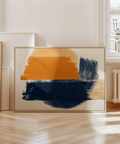 Minimalist Blue and Orange Abstract Art for office wall art with Blue and Orange color blocks