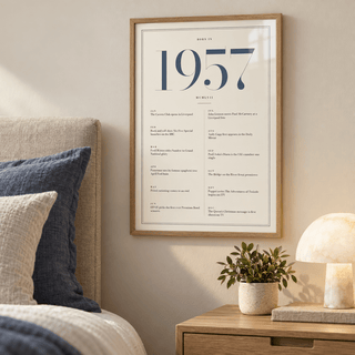 Refined 1957 print with twelve monthly moments in a bright home interior