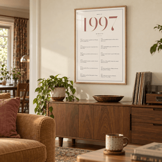 Pretty 1997 print with twelve monthly moments in a bright home interior