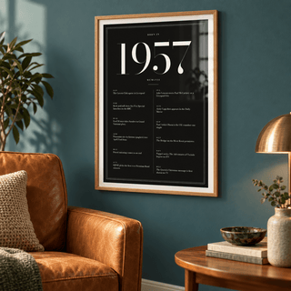 Elegant 1957 print with twelve monthly moments in a bright home interior