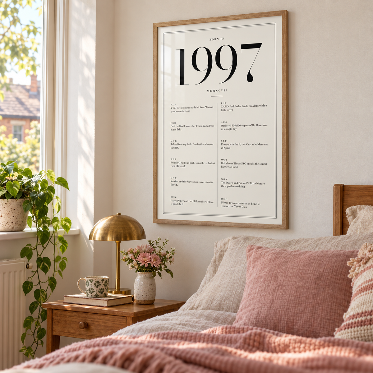 Classic 1997 print with twelve monthly moments in a bright home interior